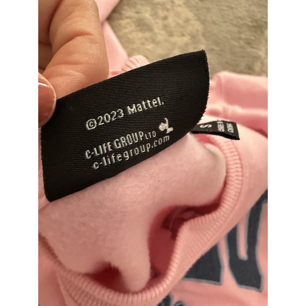 Pink Malibu Barbie Sweatshirt Blue Denim Logo Women’s Size S Oversized - Picture 5 of 9